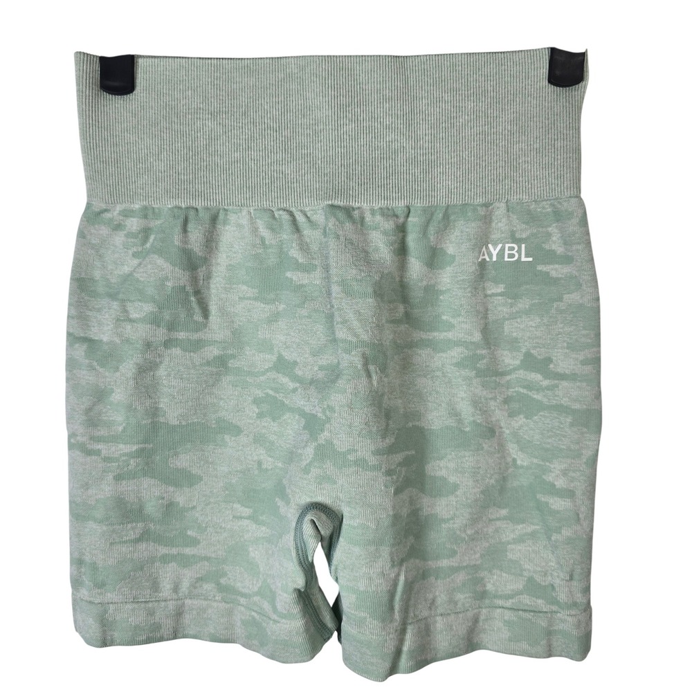 AYBL Camo Seamless Biker Shorts Womens Size Medium Sage Green Workout‎ Gym